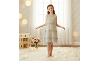Fringe Dress Dressy Look   Tassel Dress Fully Lined Children's Clothing for Performance