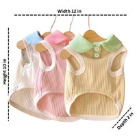 Dog T-Shirt for Small Breeds, Ribbed T-Shirt Style Small Dog Clothes, Polyester Pet Summer Wear, Sleeveless Spring Summer Outfit 1pk