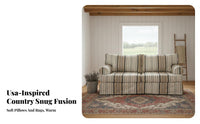 Striped 3-Seater Settee Mediterranean design 3-Seater Settee rustic Country Design Sofa for Families, Homeowners, Lounge Area, Den, holiday Home