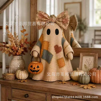 Patchwork Ghost Halloween Decor Resin Figurine