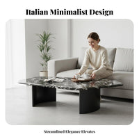 Marble Pattern Top Pebble-Shaped Side Table Light Luxury Home Furniture Italian & design Indoor Furnishing Minimalist Design for Apartment Dwellers, homeowners, Interior Designers, Living Room, Reception Area, Office Lounge, study Corner