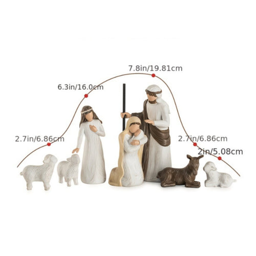 7 Pieces 7 Piece Nativity Set Tabletop Display Holy Family Figurines for Mantel