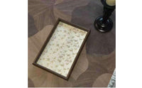 Floral Tray Multipurpose Walnut Frame Tray Easy to Clean for Tabletop