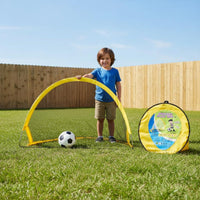 2 Pieces Indoor Outdoor Use Kids Foldable Soccer Goal Set Spring-up-up Design Portable Soccer Net Sports Toy for Backyard
