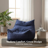 Removable Cover Single-Person Lazy Sofa No Assembly Required Bean Bag Machine Washable Lounge Chair High-Density Filling for Adults, Students, Living Room, Balcony, Apartment, Reading Nook