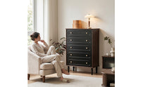 Solid Wood Five-Drawer Chest Sturdy 5-Drawer Dresser Space-Saving Storage Cabinet with Drawers Compact for Bedroom