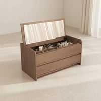Hinged-Lid Vanity Desk Space-Saving Design Dressing Table Built-in Storage Multi-Functional for Teenagers