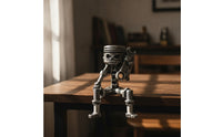 Mechanical Statue Silver Toned Robot Compact Ornament for Office