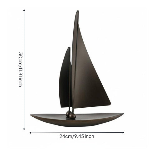 Sailboat Sculpture Nautical Sailing Boat Ornament Minimalist Sculpture with Abstract Hull for Bookshelf
