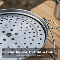Non-Stick Camping Steamer Pot Set Lightweight 4.5L Outdoor Cooking Pot Large Capacity for Campers, Backpackers, Backpacking