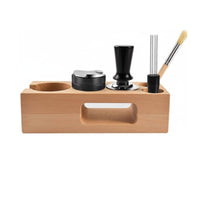 1 Piece Coffee Press Base Espresso Tamping Station Portafilter Organizer Tamper Stand Natural Beech Wood Non Slip Suitable for Kitchen Brewing Workspace