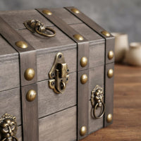 Antique Design Storage Box with Lock Sturdy Wood Construction Decorative Storage Box Wooden Treasure Chest Handmade