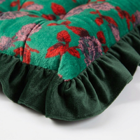 Floral Tatami Seat Cushion, Velvet Floral Ruffled Seat Cushion, Romantic Ruffled Window Seat Cushion - Image 8