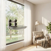 Cat Window Hammock with Mounting, Enclosed Basket Perch for Sunbathing, Waterproof Indoor Seat for Cats, Space Saving Window Sill Bed