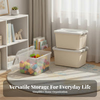 Clear Lidded Tote with casters transparent structure Storage Container Portable