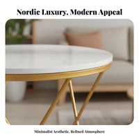 Scalloped Back Armchair Nordic Style Accent Chair Gold-Tone Frame Velvet Upholstery for Renters, Adults, Cafe, Boutique, Bedroom