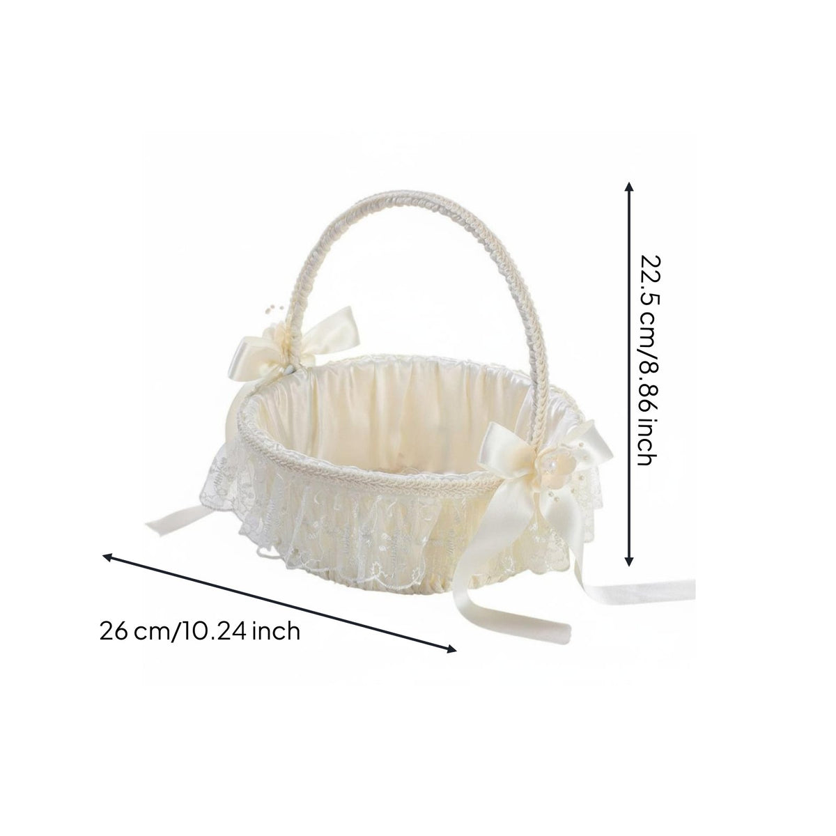 Flower Girl Basket Ribbon Bow Ceremony Decor Lightweight