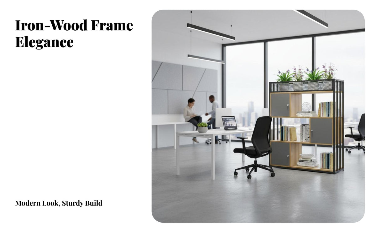 complimentarystanding Multi-Tier Divider storage areaSaving Design Double-Sided Workstation storage single-level Ample Storage Room Partition Provides Privacy for Professionals, homeowners, Interior Designers, Study, Studio Apartment, Bedroom