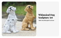 Hand-Painted Details Resin Dog Figurine Realistic Design Dog Figurine Cute Appearance for Bookshelf Display, Mantelpiece, Office Desk