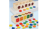 Wooden Sorting Box with Cards Colorful Educational Toy with Shape Pieces Wooden Sorting Toy Geometric Color Matching