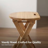 X-Shaped Frame Folding Stool Long-Lasting Household Furniture Built-in Handle