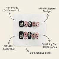 Nail Press Ons Reusable for Girls, Short Square False for Parties and Special Occasions, Artificial Pattern Design