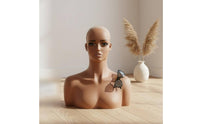 Lifelike Shoulder Mannequin Bust Defined Neckline Shoulder Bust Model Realistic Eyelashes Female Mannequin Head Red Lips for Photo Studio