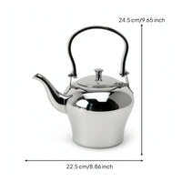 Teapot with Curved Spout Polished Kettle with Arched Handle Tabletop Tea Kettle for Kitchen Counter