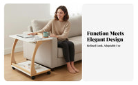 C-Shaped Rolling Table with Storage Space-Saving Household Furniture for Adults