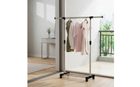 Telescoping Garment Rack with Wheels Mobile Rolling Clothes Rack Space-Saving Furniture Sturdy for Laundry Room