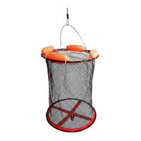 Floatable Floating Catch Basket Foldable Coated Fishing Net Basket Rust Resistant Portable Catch Keep Net Quick Drying for Anglers