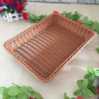 Rectangular Food Serving Basket Rectangular Woven Basket Easy to Clean Imitation Rattan Tray for Hotels, Supermarket, Tabletop, Buffet Display