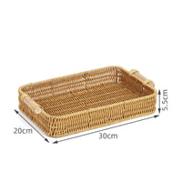 Woven Tray Basket with Handles Rustic Rectangular Serving Tray Long-Lasting