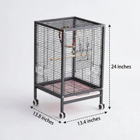 Flat Top Bird Cage for Budgies and Conures, 2-Tier Parrot Habitat with Multiple Doors, Indoor Outdoor Cockatiel and Finch Set with Accessories