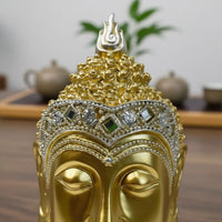 Shakyamuni Head Figurine Vintage Inspired Zen Design Buddha Bust for Tea Room