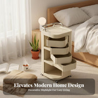 Multifunctional Bedside Storage Cabinet on Wheels Large Capacity Multi-Tier Rotating Organizer Long-Lasting Storage Cart with Wheels for Homeowners, Professionals, Living Room, Bedroom, Bathroom, Kitchen