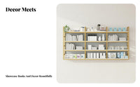 Iron Frame Wall Rack Space Saving Wall Mounted Bookshelf Modern Design Multi-Tier Display Shelf for Living Room, Kitchen, Coffee Shop