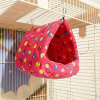 Pink Cartoon Canary Nest and Thermal Nest, Thick Textile Parrot Warming Bed for Parakeets, Hanging or Standing Winter Breeding House Hut