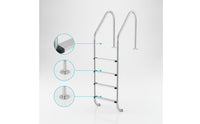 Drill-No-Drill Stainless Steel Pool Ladder Polished 4-Step Pool Ladder Easy to Install Long-Lasting for Homeowners