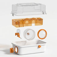 Transparent Hamster Cage Single Layer House with Handle and Side Door, Portable Oval Shape Beginner Indoor Dwarf Hamster Habitat