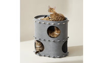 Double-Layer Cat House with Top Perch Foldable Felt Cat Cave Enclosed Pet Furniture Space-Saving for Corner