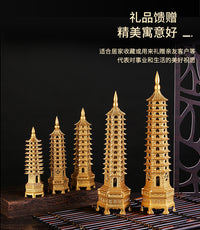黄铜13层文昌塔宝塔摆件 30CM中式复古书房办公桌面玄关装饰礼品