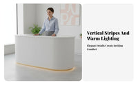 Minimalist Design Reception Desk with Storage Sturdy Construction Modern Checkout Desk Scratch Resistant Modern Checkout Counter High Load Capacity for Shop Managers, Business Owners, Boutique, Cafe, Lobby, Medical Not on Ice