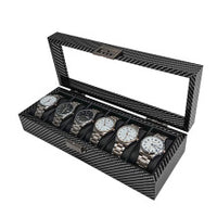 Carbon Fiber Wood 6-Slot Watch Storage and Display Box