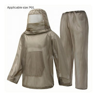 Hooded Mesh Top and Pants Lightweight Protection Suit Breathable Hooded Jacket Set for, Farming, Fishing