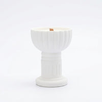 Ceramic Roman Pillar Candle Holder, Glossy Green