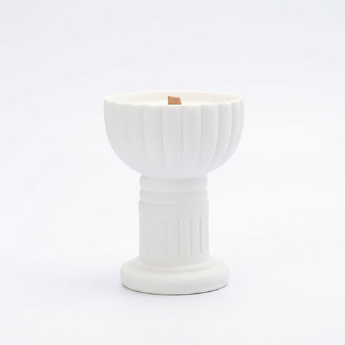 Ceramic Roman Pillar Candle Holder, Glossy Green