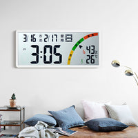 Large LCD Digital Wall Clock with Temperature and Humidity Display, Model 8304