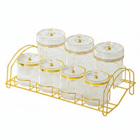 7 Pieces Clear Pantry Organizer Jars Light Luxury Design for Kitchen Counter