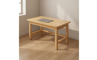 Study Desk with Bookshelf Solid Wood Computer Desk Space-Saving for Students